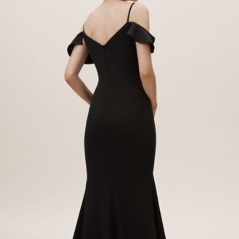 BHLDN Black Ruffled Off-Shoulder Wedding Dress - Picture 2 of 7